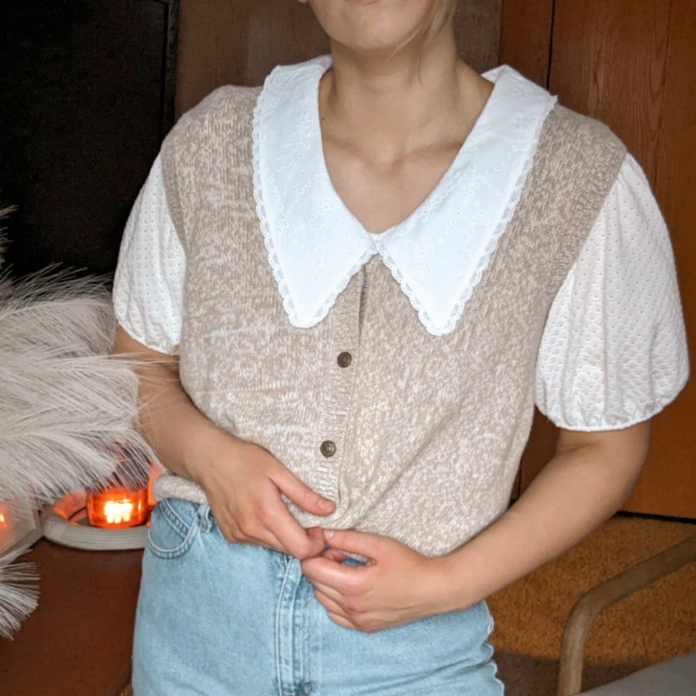 Vintage Knit Button Up Sweater Vest